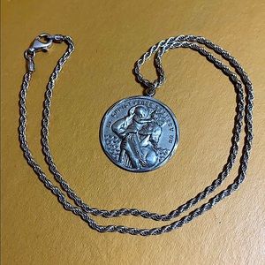 🖤St Christopher💕protect us Silver necklace